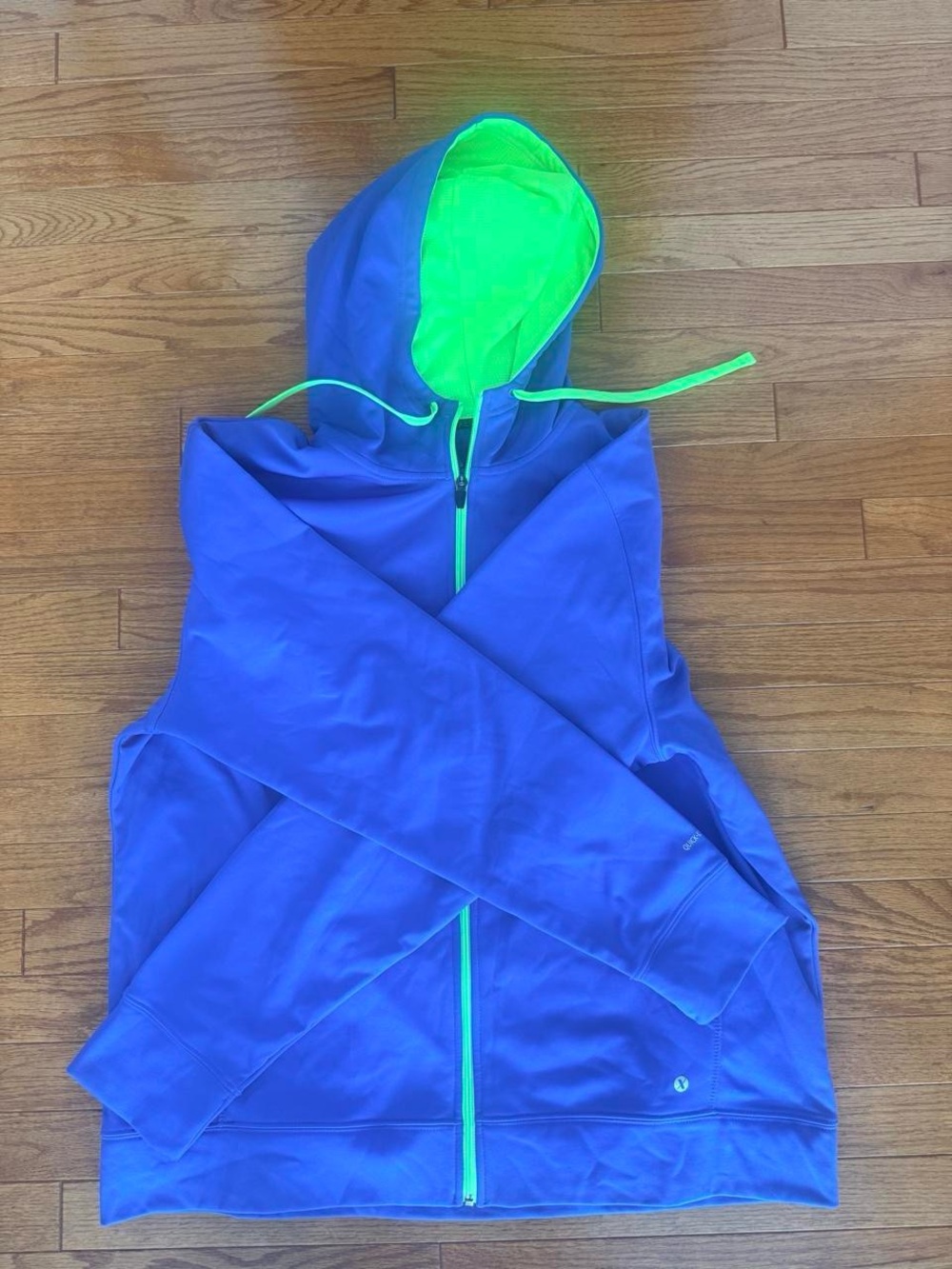 Xersion Active Cobalt Blue & Neon Lime Full-Zip Performance Hoodie